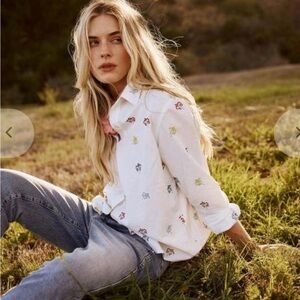 The Great Campus Shirt - White with Floral Embroidery -  Size 2 (Medium)